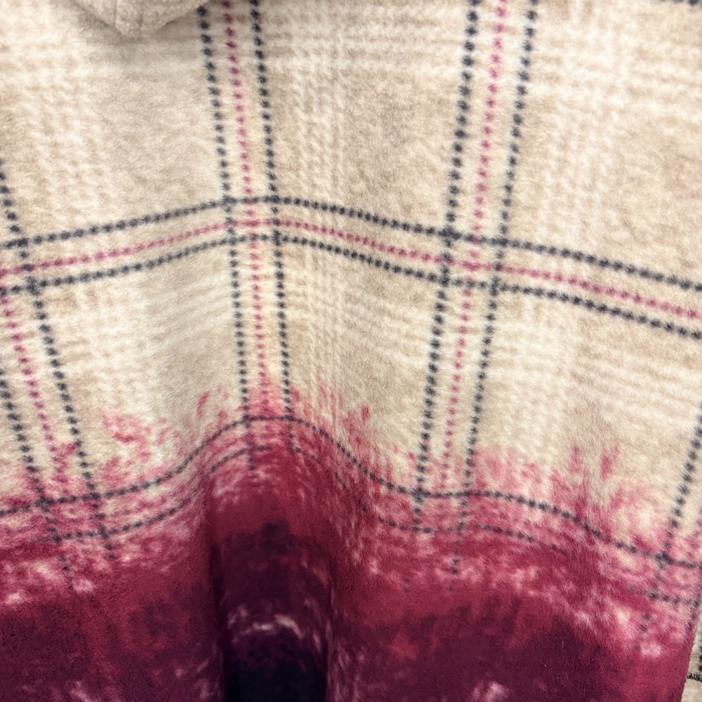 Cuddl Duds Ombre Fleece Hooded Wrap Cardigan Sweater Sz 1X Tan Pink Plaid - Picture 4 of 5